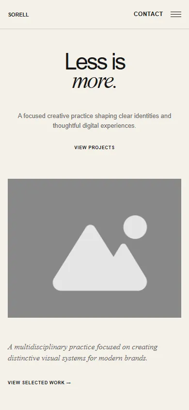 Home page of Demo 01, Editorial Studio, on a phone.