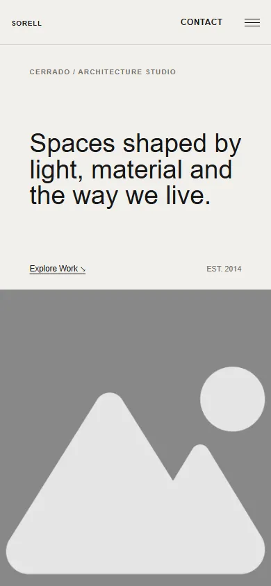 Home page of Demo 04, Architecture Studio, on a phone.