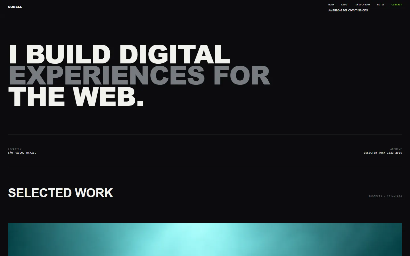 Home page of Demo 05, Creative Developer