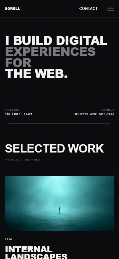 Home page of Demo 05, Creative Developer, on a phone