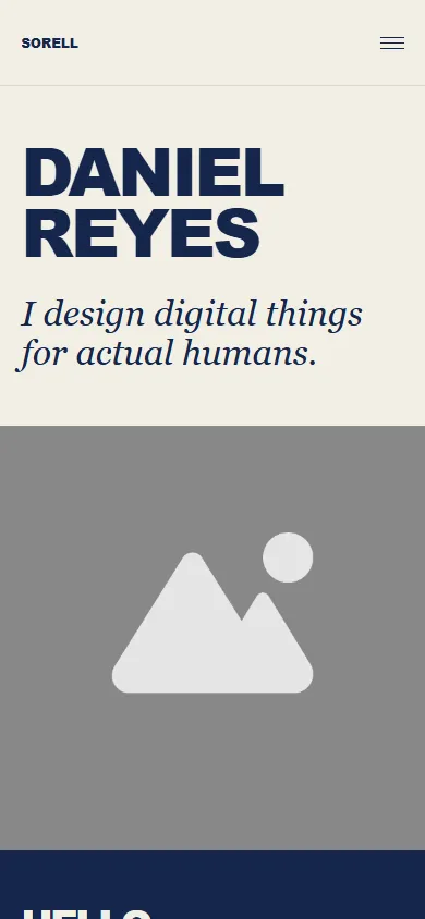 Home page of Demo 11, Product Designer, on a phone.