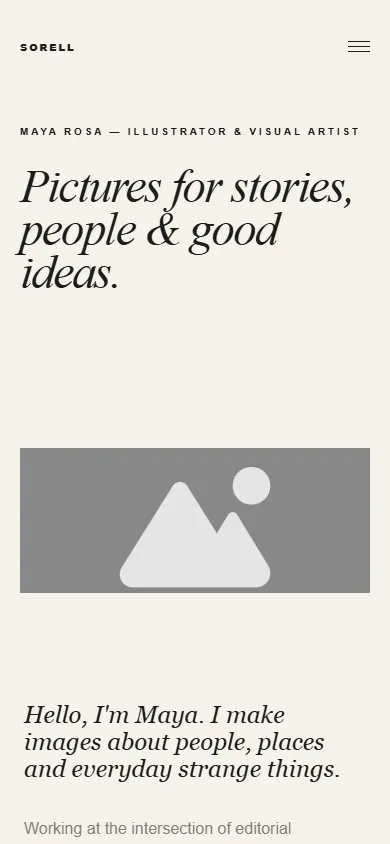 Home page of Demo 12, Illustrator, on a phone